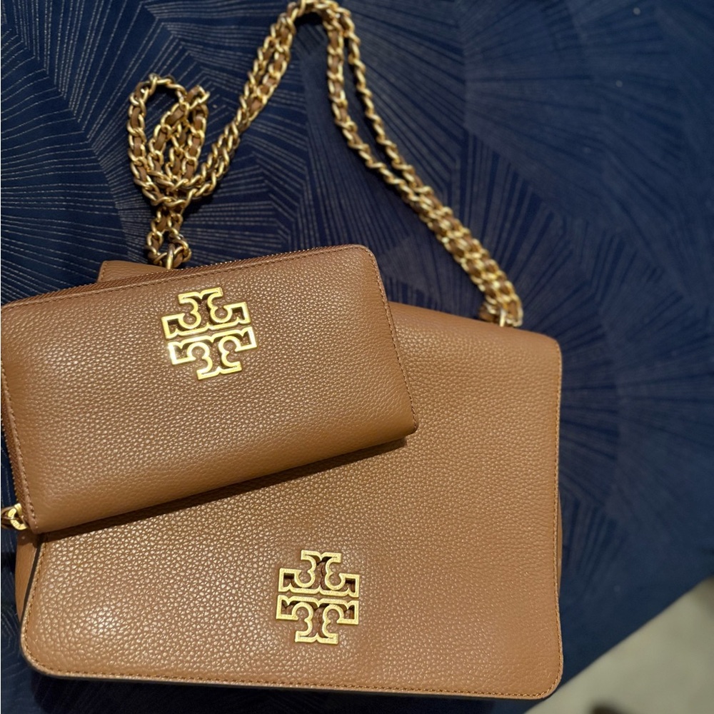 Tory Burch Brown and Gold Crossbody Bag